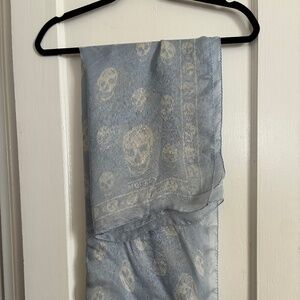 Alexander McQueen Light Blue Silk Scarf
